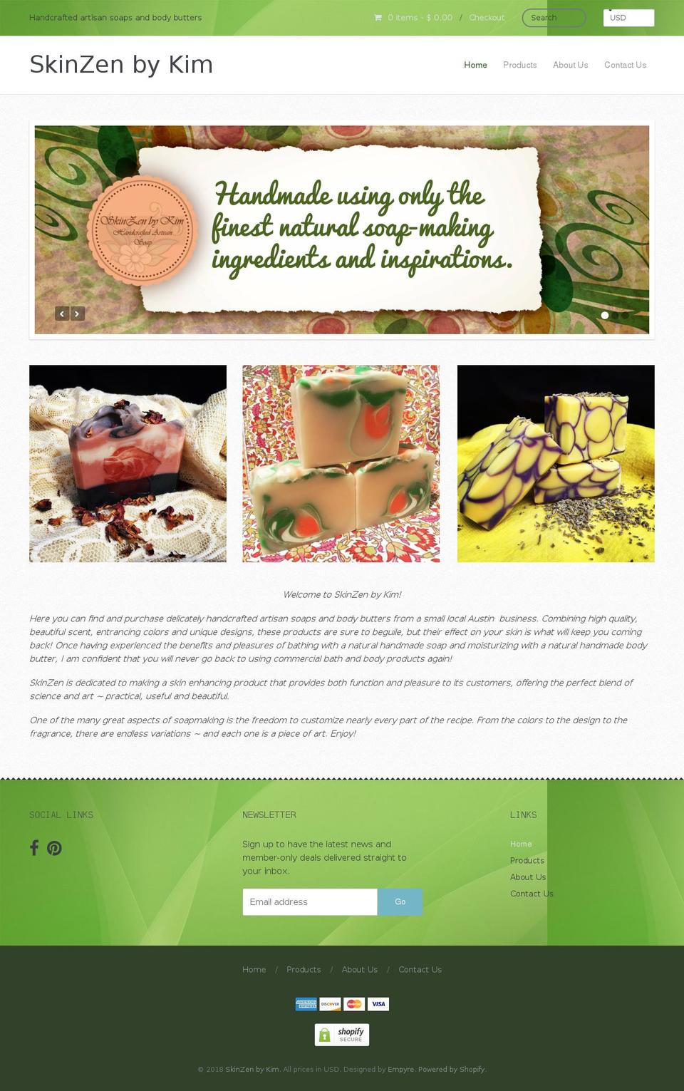 skinzenbykim.com — Shopify storefront screenshot