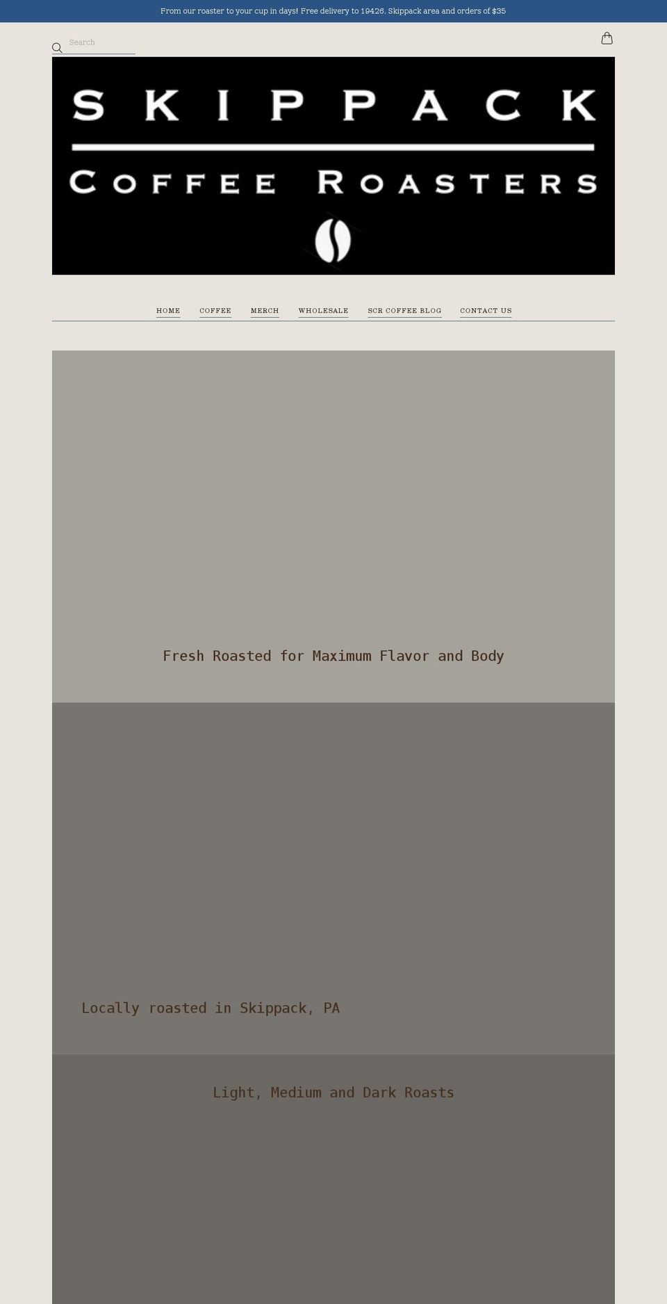 skippackcoffee.com shopify website screenshot