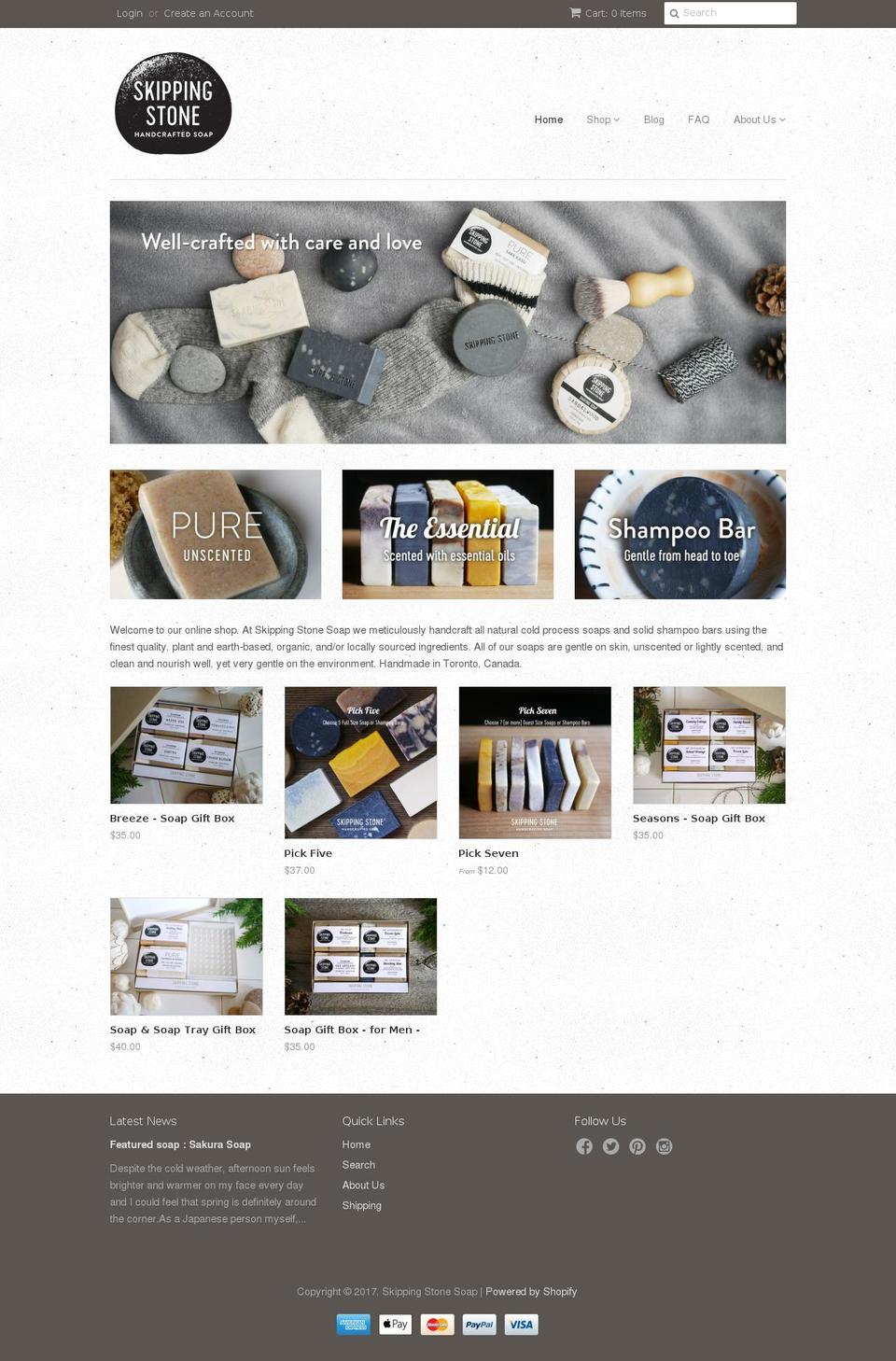 Craft Shopify theme site example skippingstonesoap.com