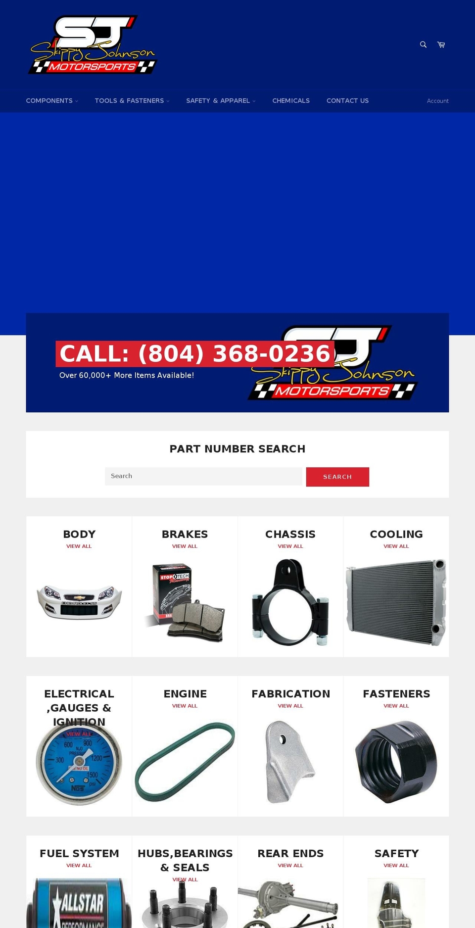 skippyjohnsonmotorsports.com shopify website screenshot