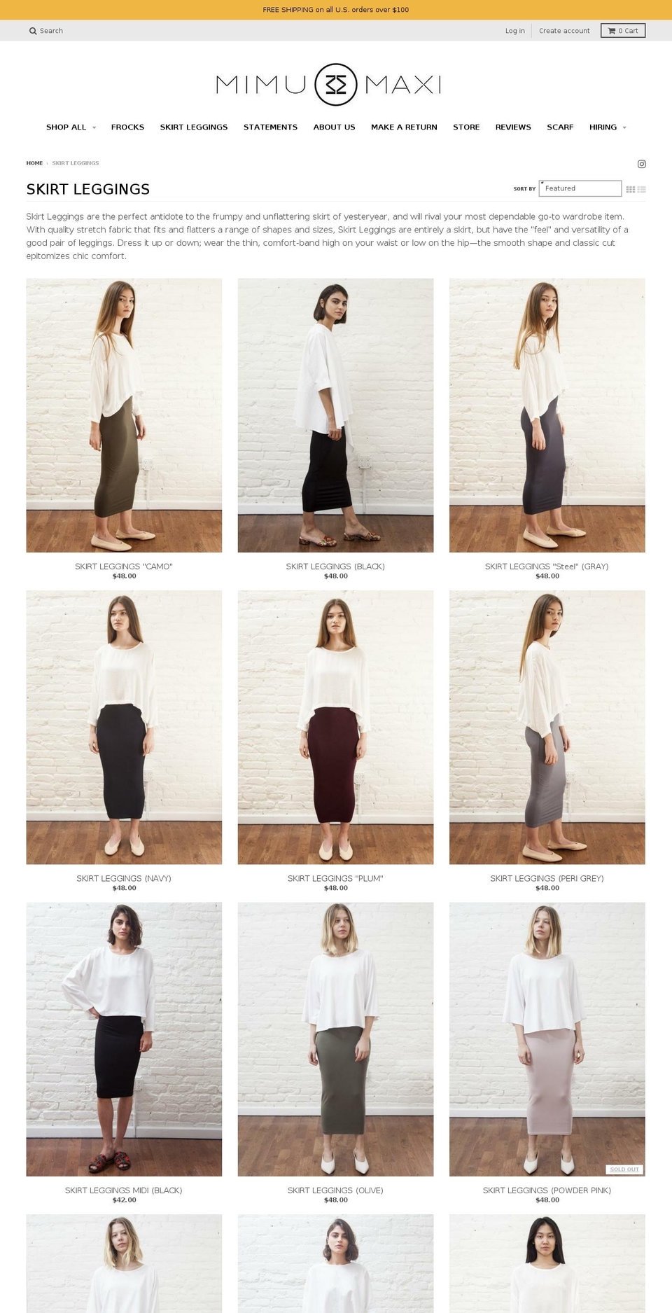 skirtleggings.com — Shopify storefront screenshot