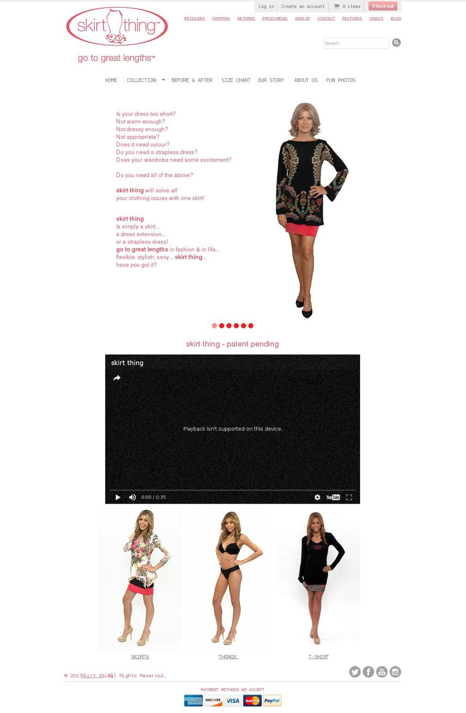 skirtthing.com shopify website screenshot