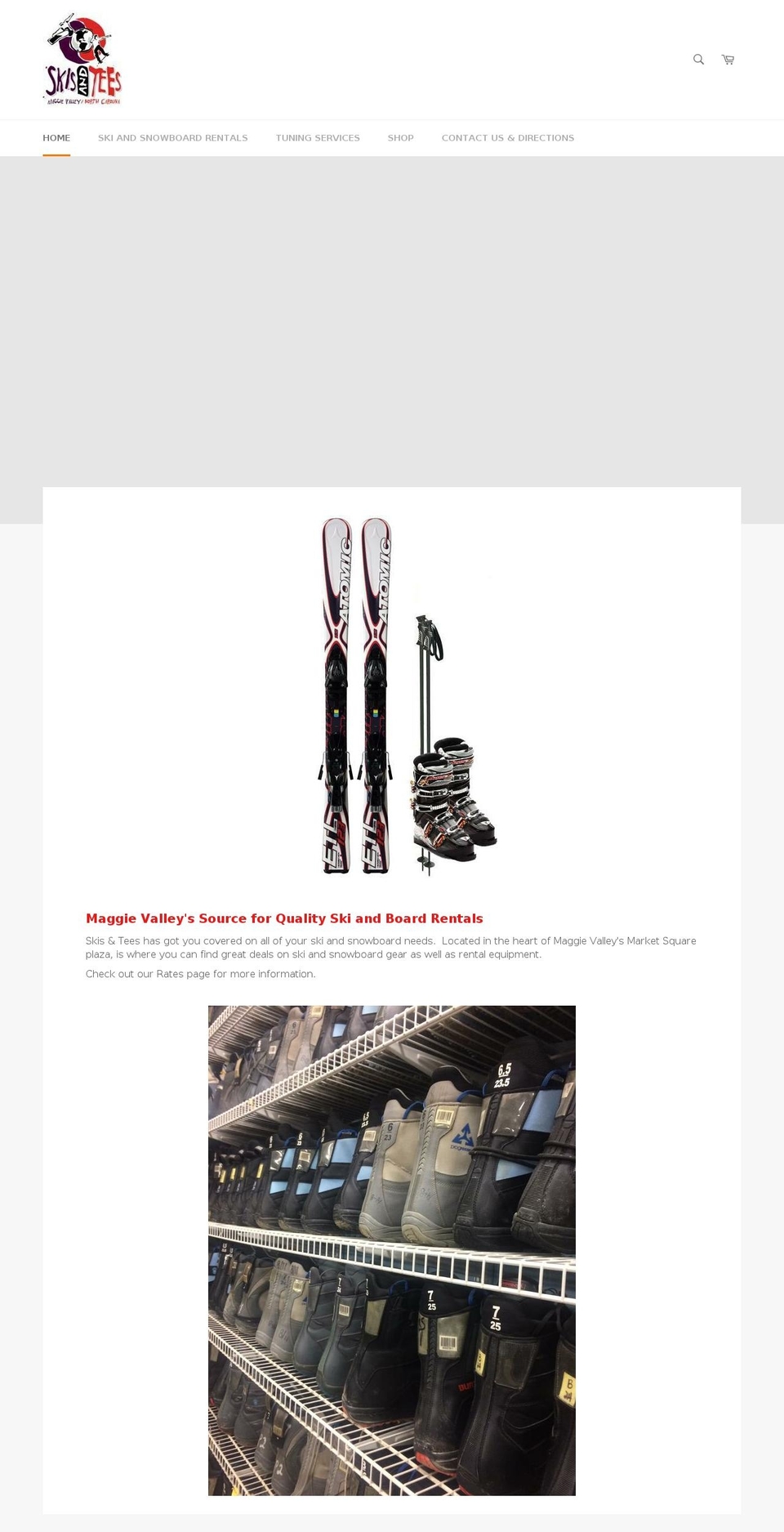 skis-and-tees.com — Shopify storefront screenshot