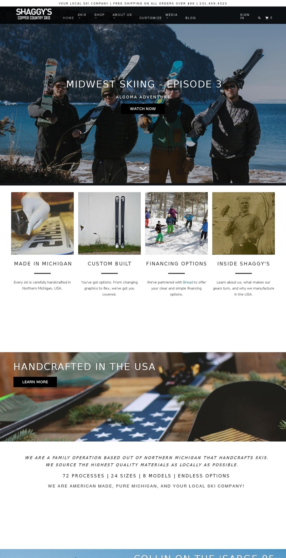 skishaggys.com shopify website screenshot