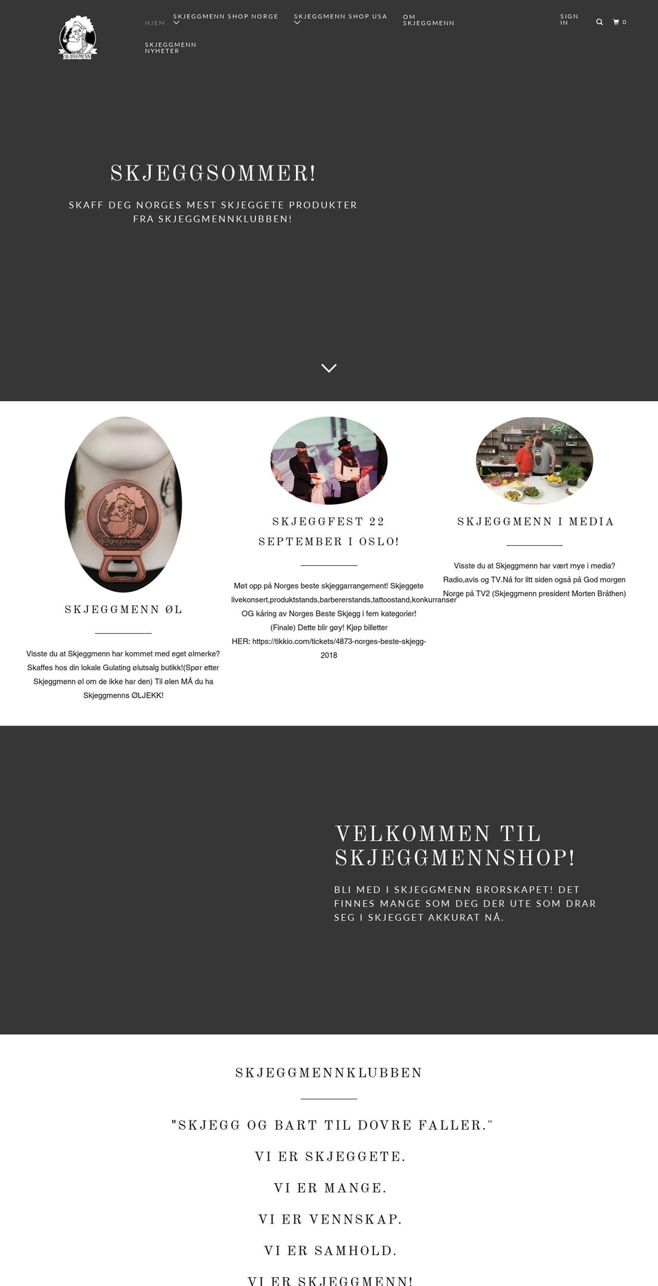 skjeggmennshop.com shopify website screenshot