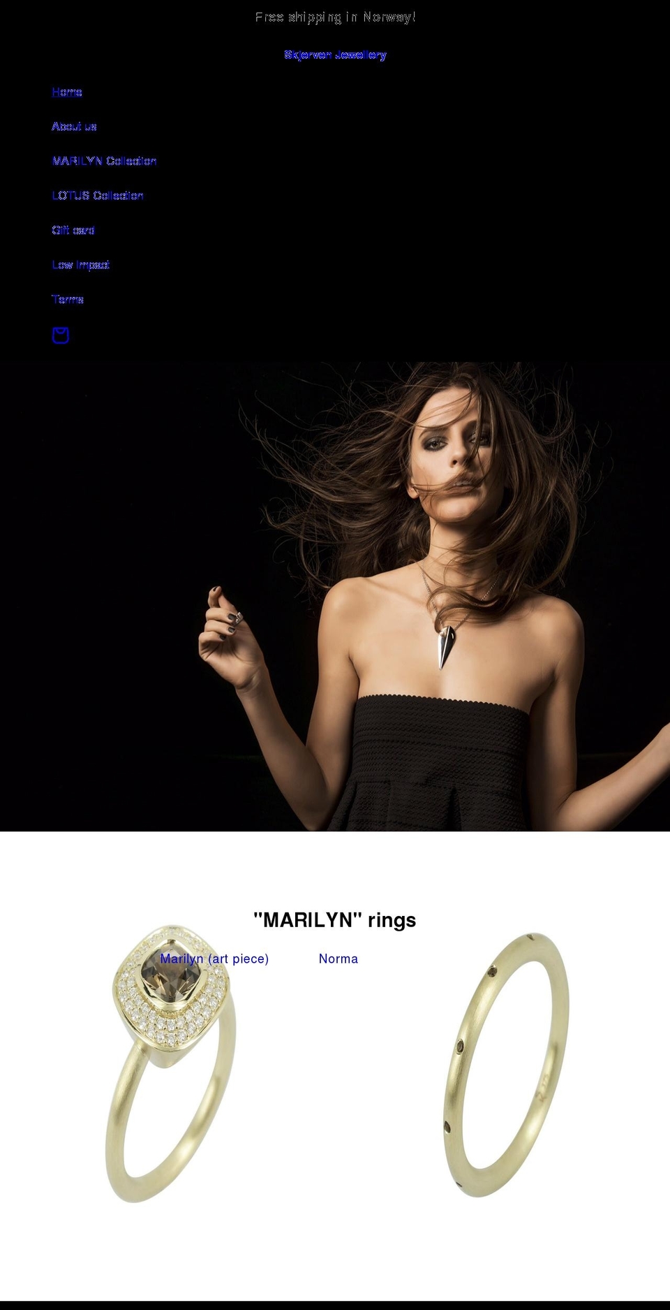 skjervenjewellery.com shopify website screenshot