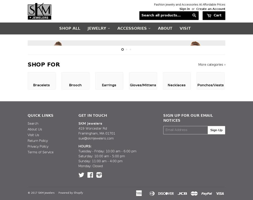 skmjewelers.com shopify website screenshot