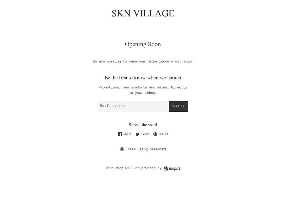 skn-village.myshopify.com shopify website screenshot