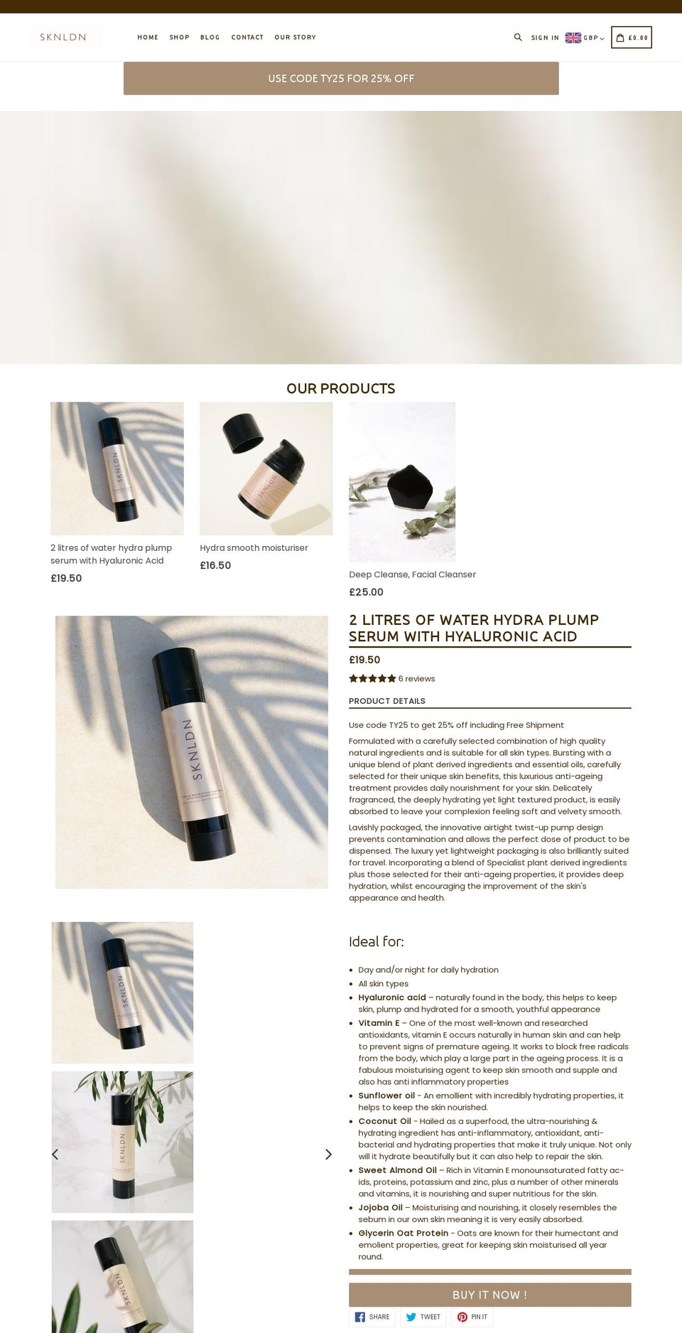 sknldn.com shopify website screenshot