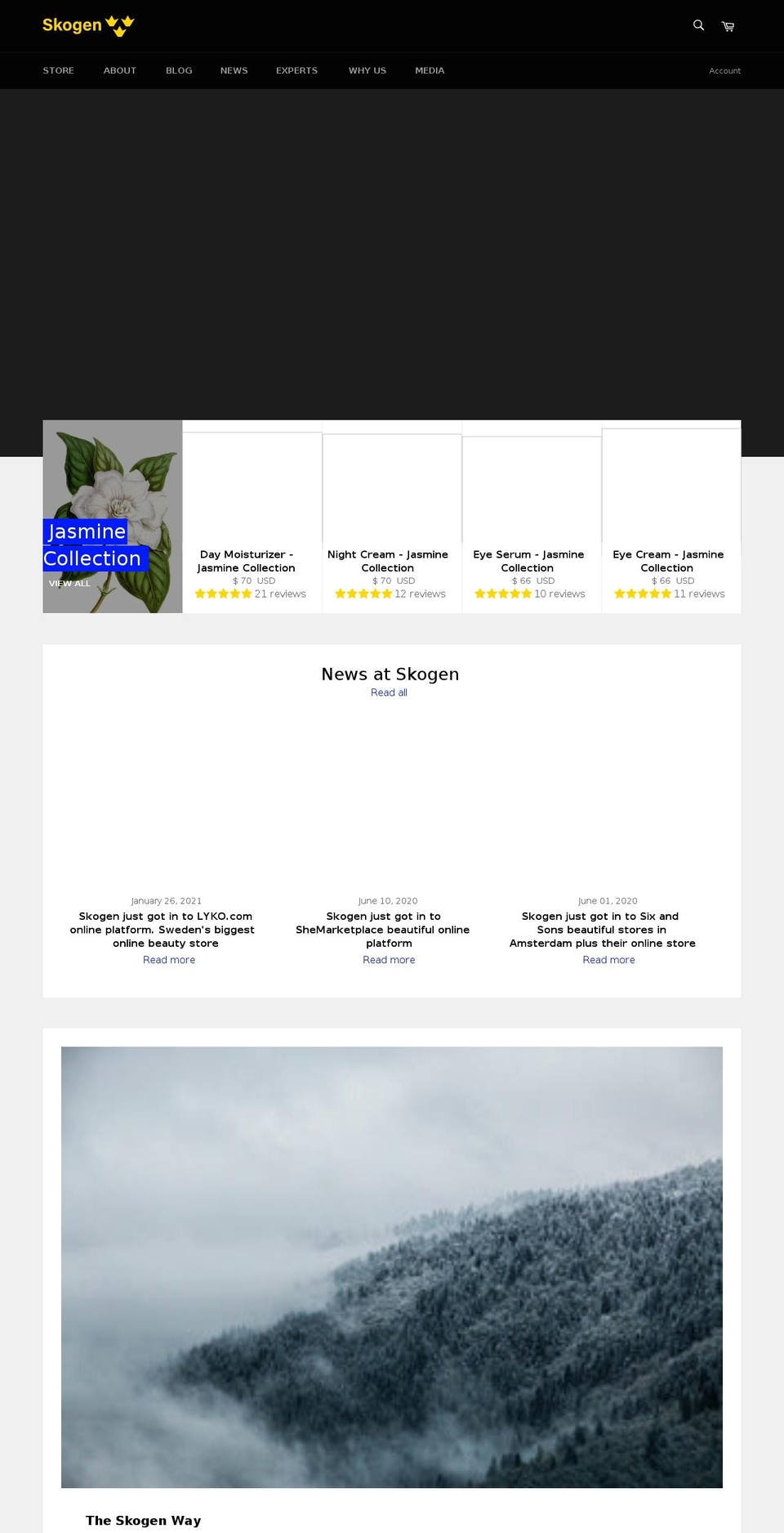 skogen.shop shopify website screenshot