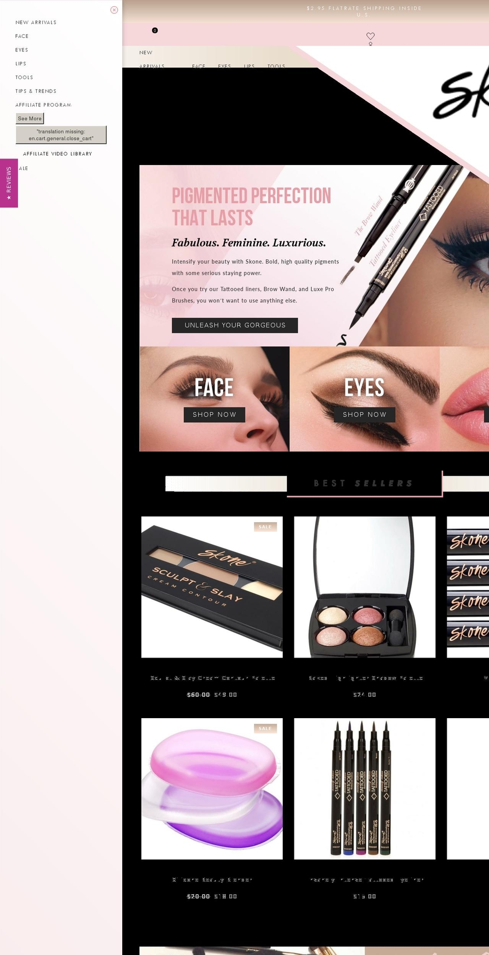 skonecosmetics.com shopify website screenshot