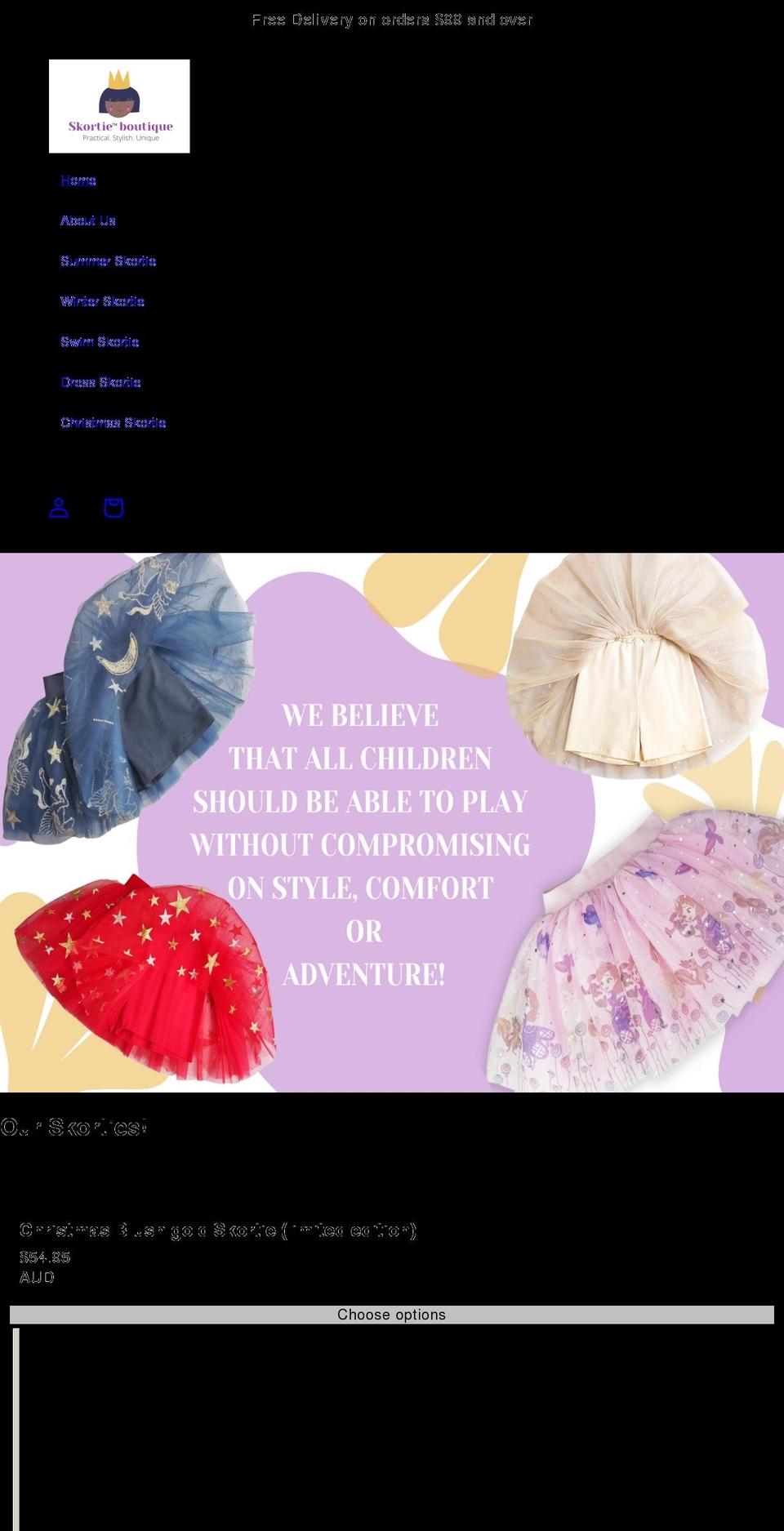 skortie.com shopify website screenshot