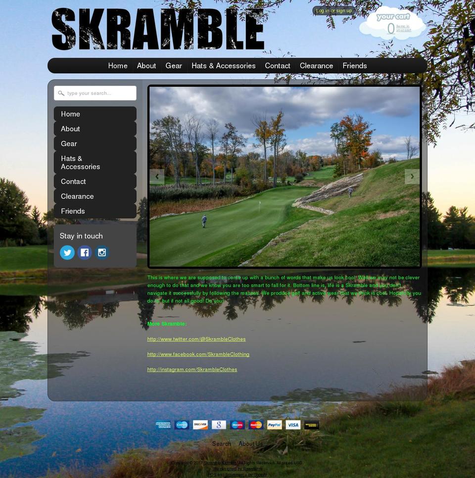 skrambleclothing.com shopify website screenshot