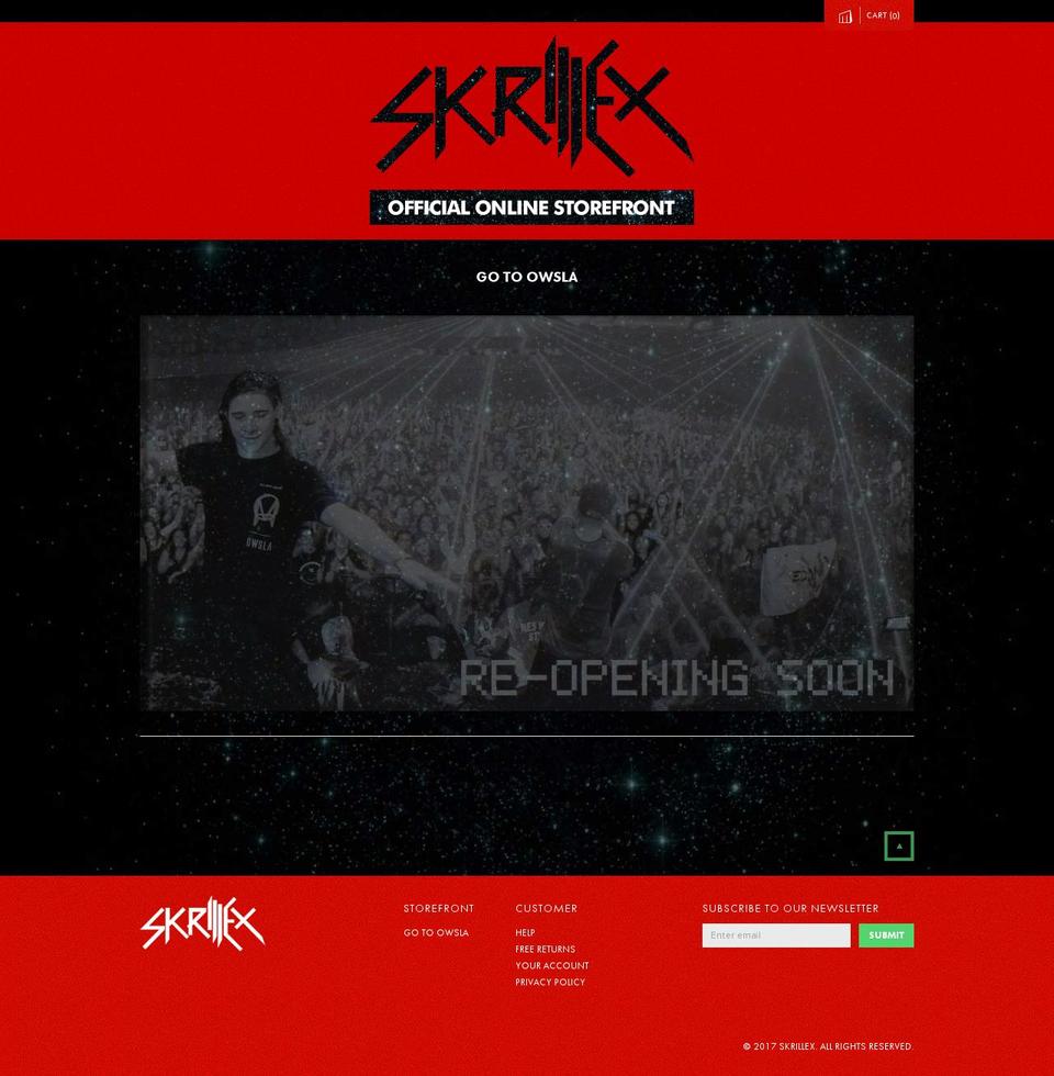 skrillexmerch.com shopify website screenshot