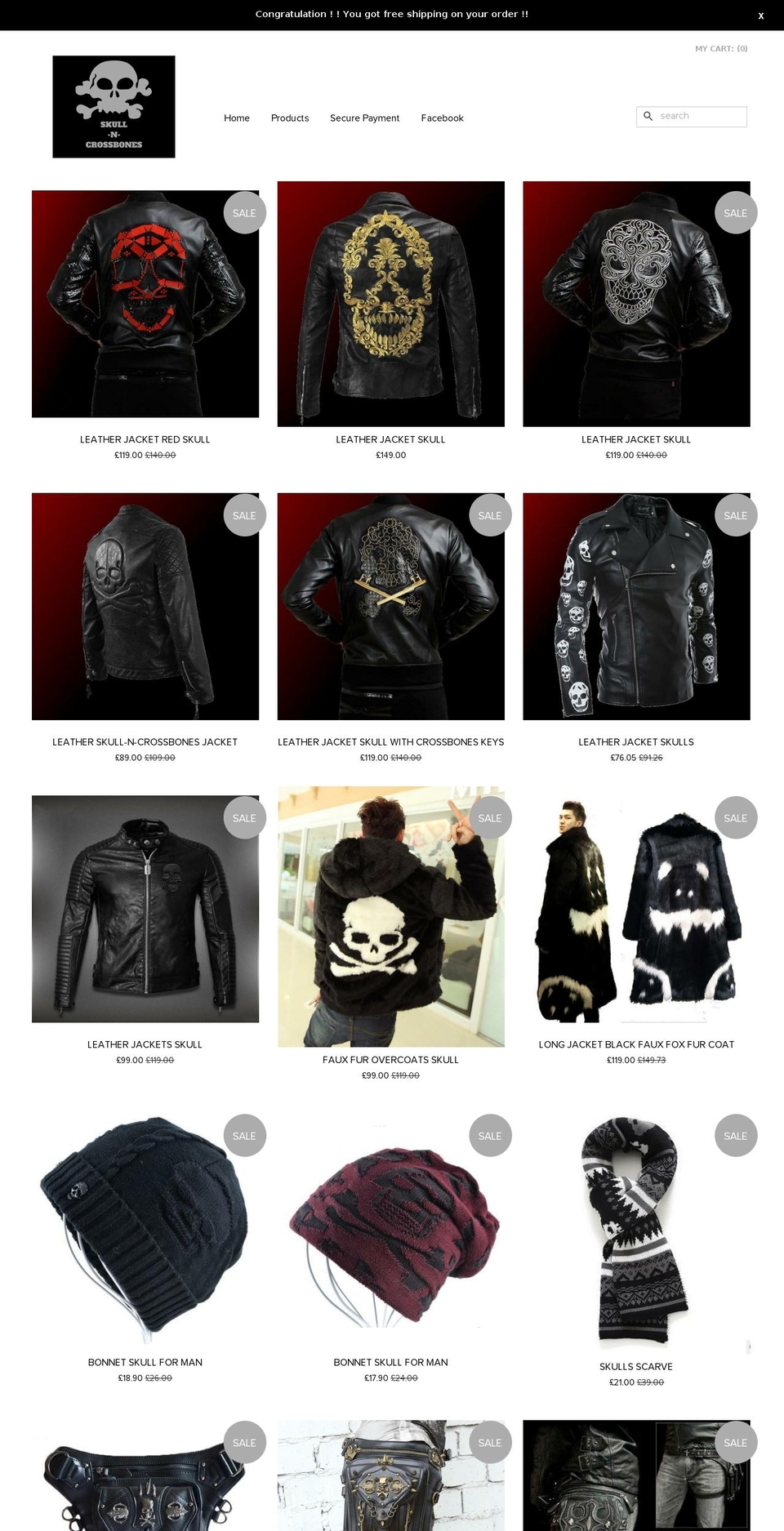 skull-n-crossbones.com — Shopify storefront screenshot