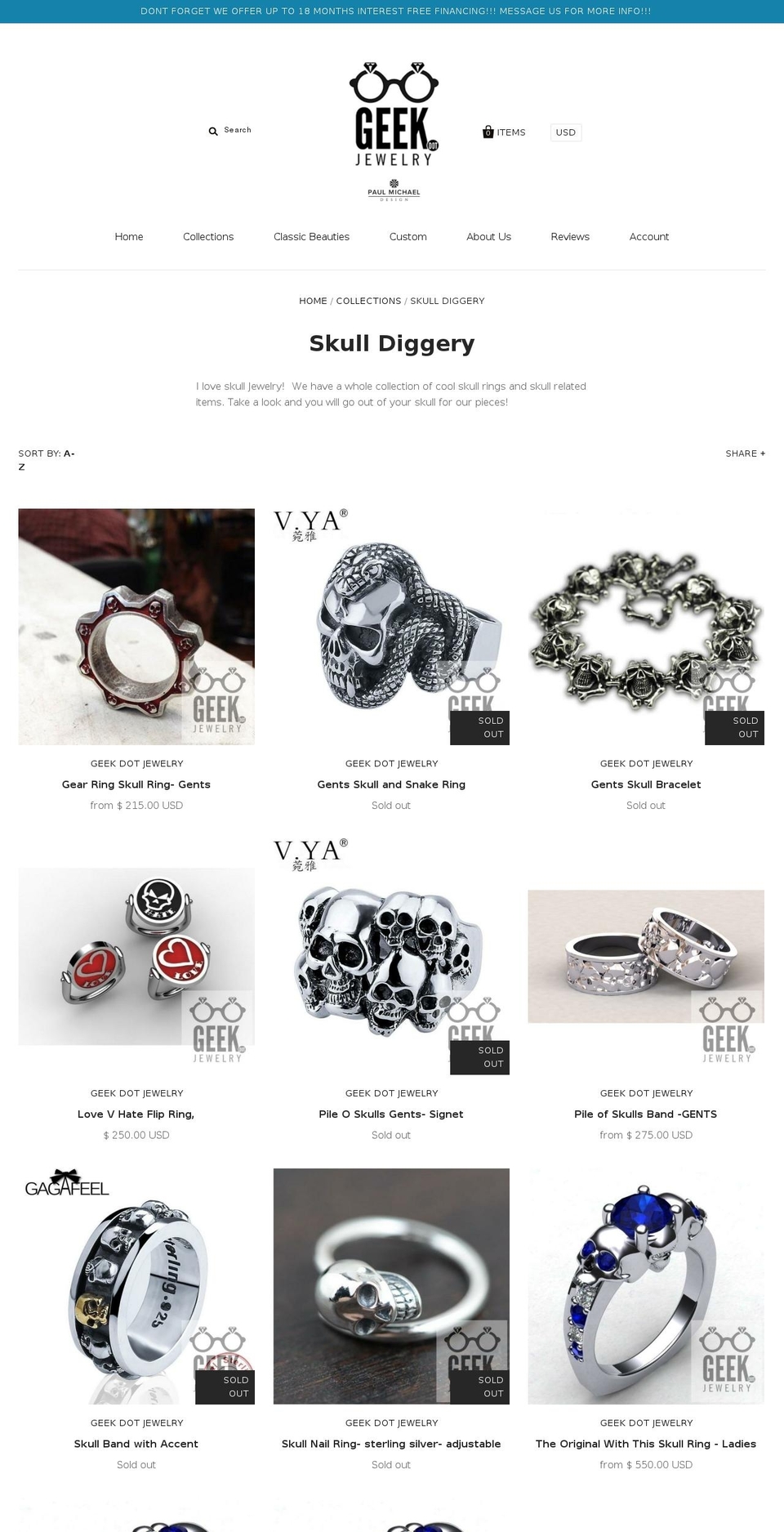 skull.jewelry shopify website screenshot