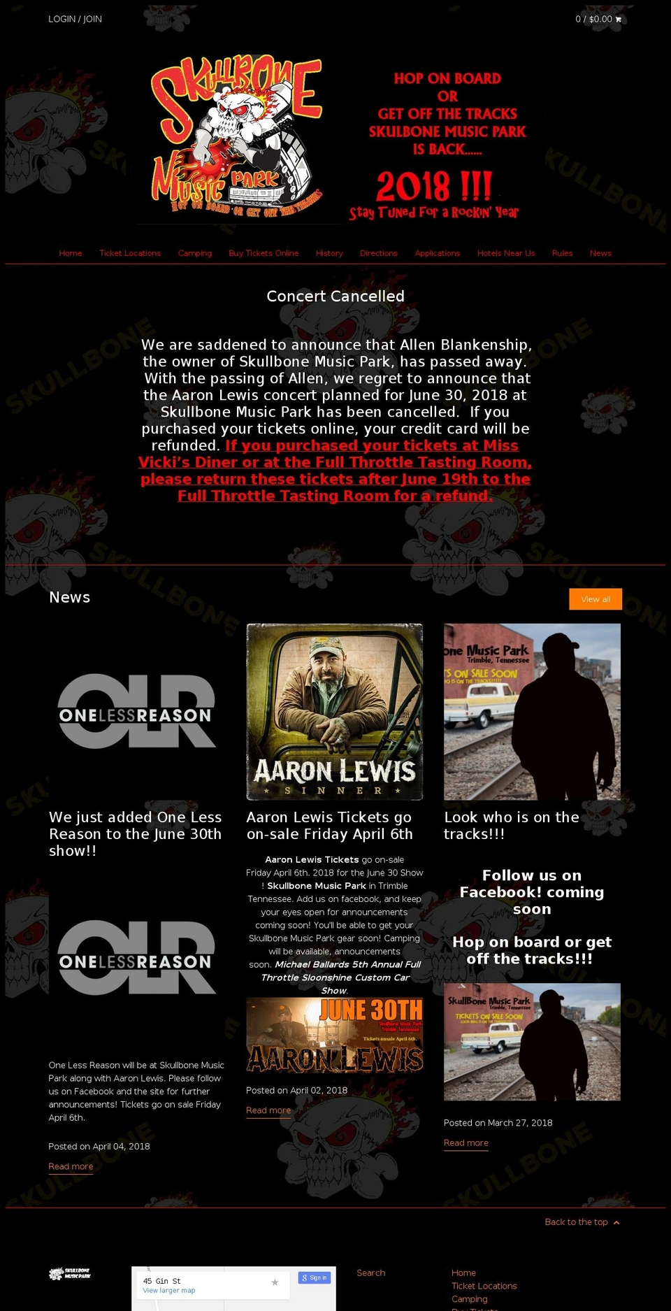 skullbonepark.com — Shopify storefront screenshot