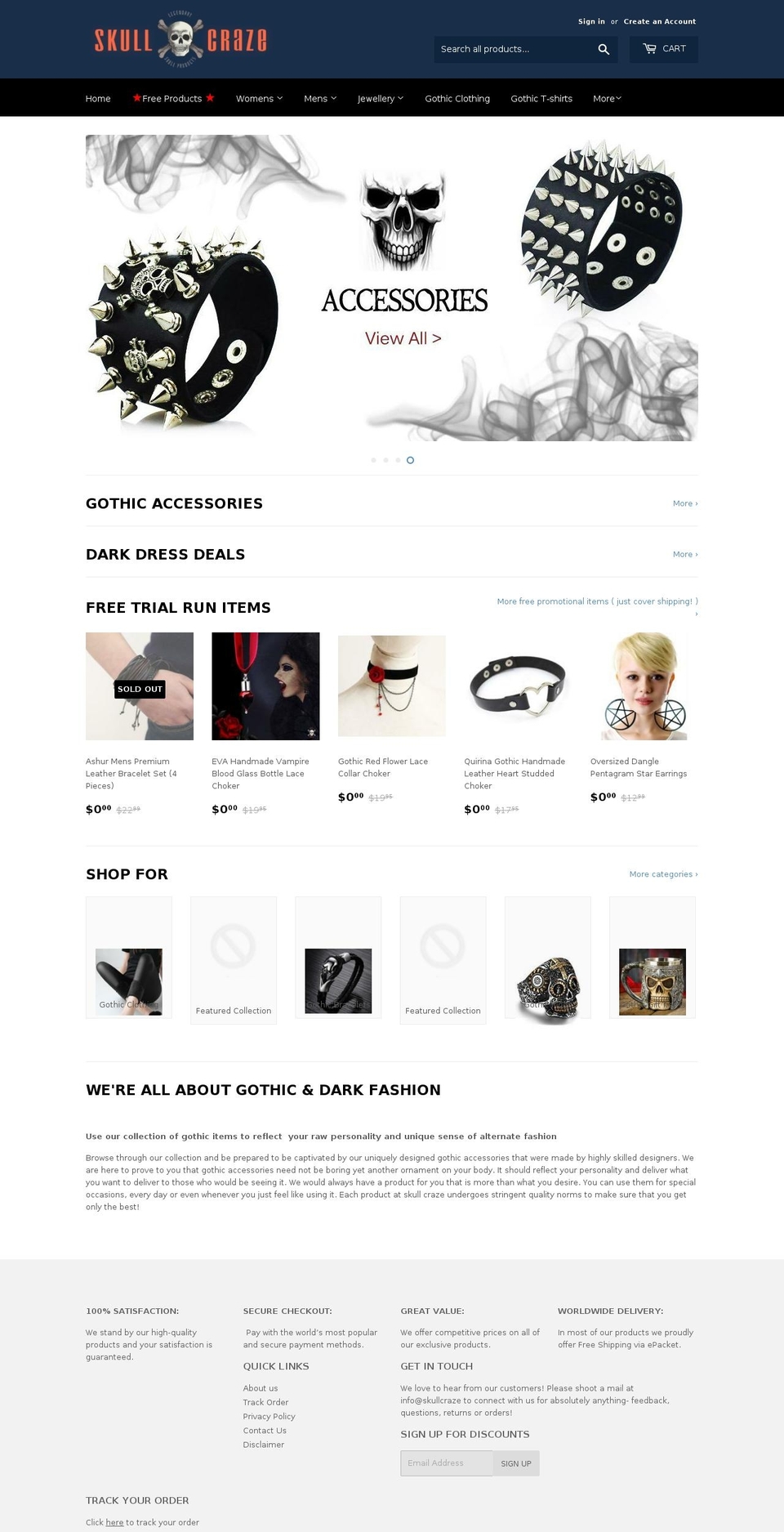 skullcraze.com shopify website screenshot