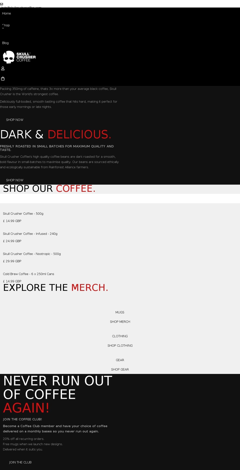 skullcrushercoffee.com shopify website screenshot