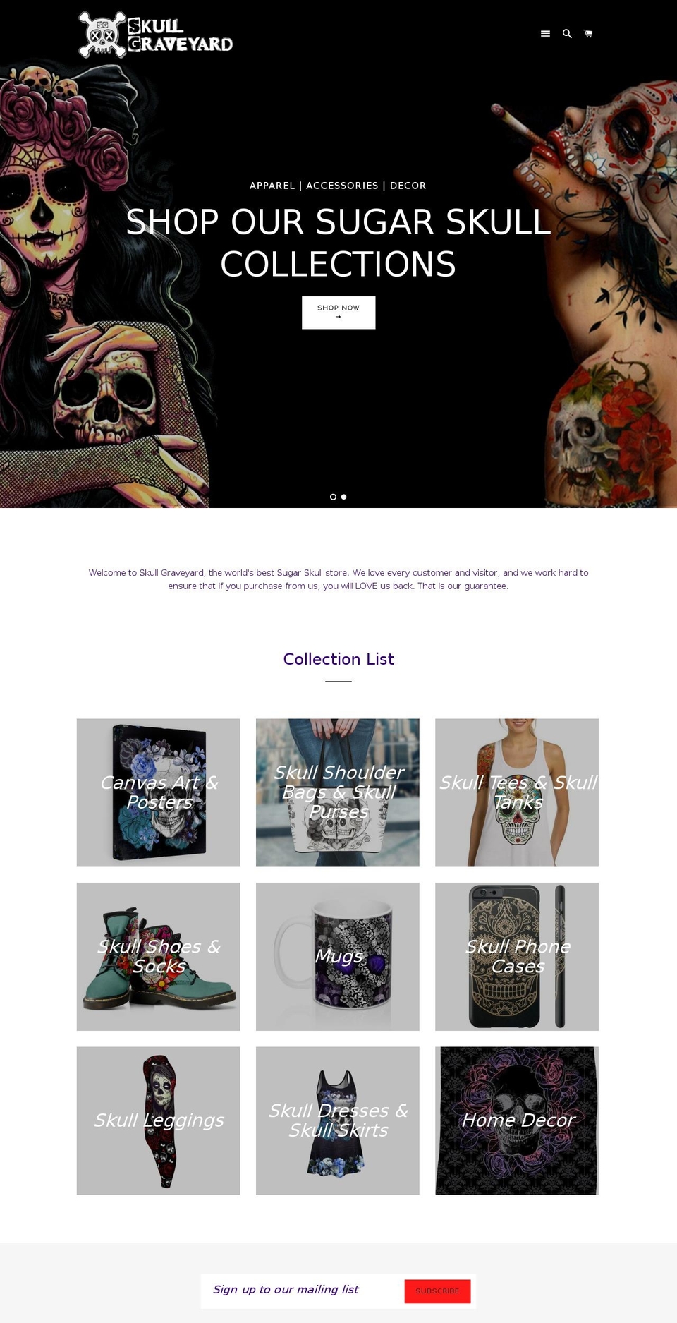 skullgraveyard.com — Shopify storefront screenshot
