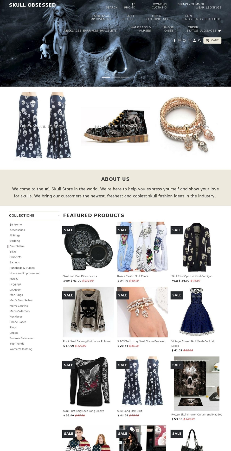 skullobsessed.com shopify website screenshot