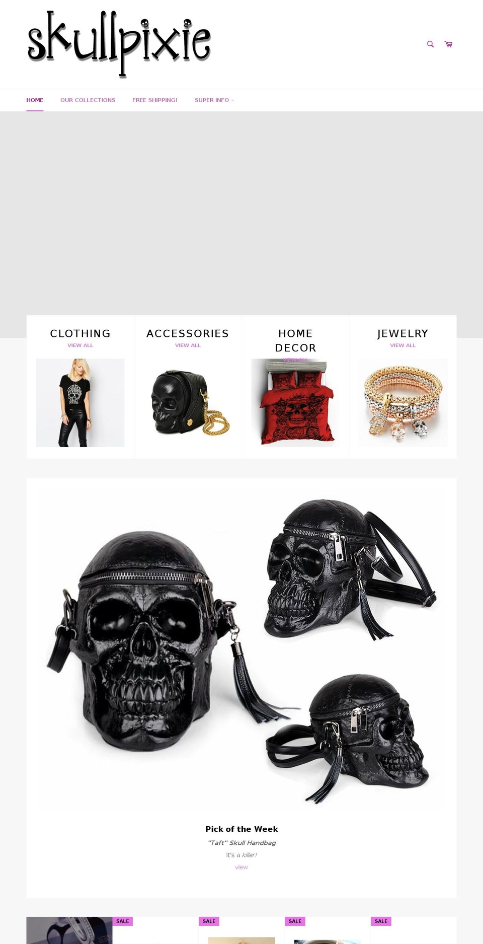 skullpixie.com — Shopify storefront screenshot