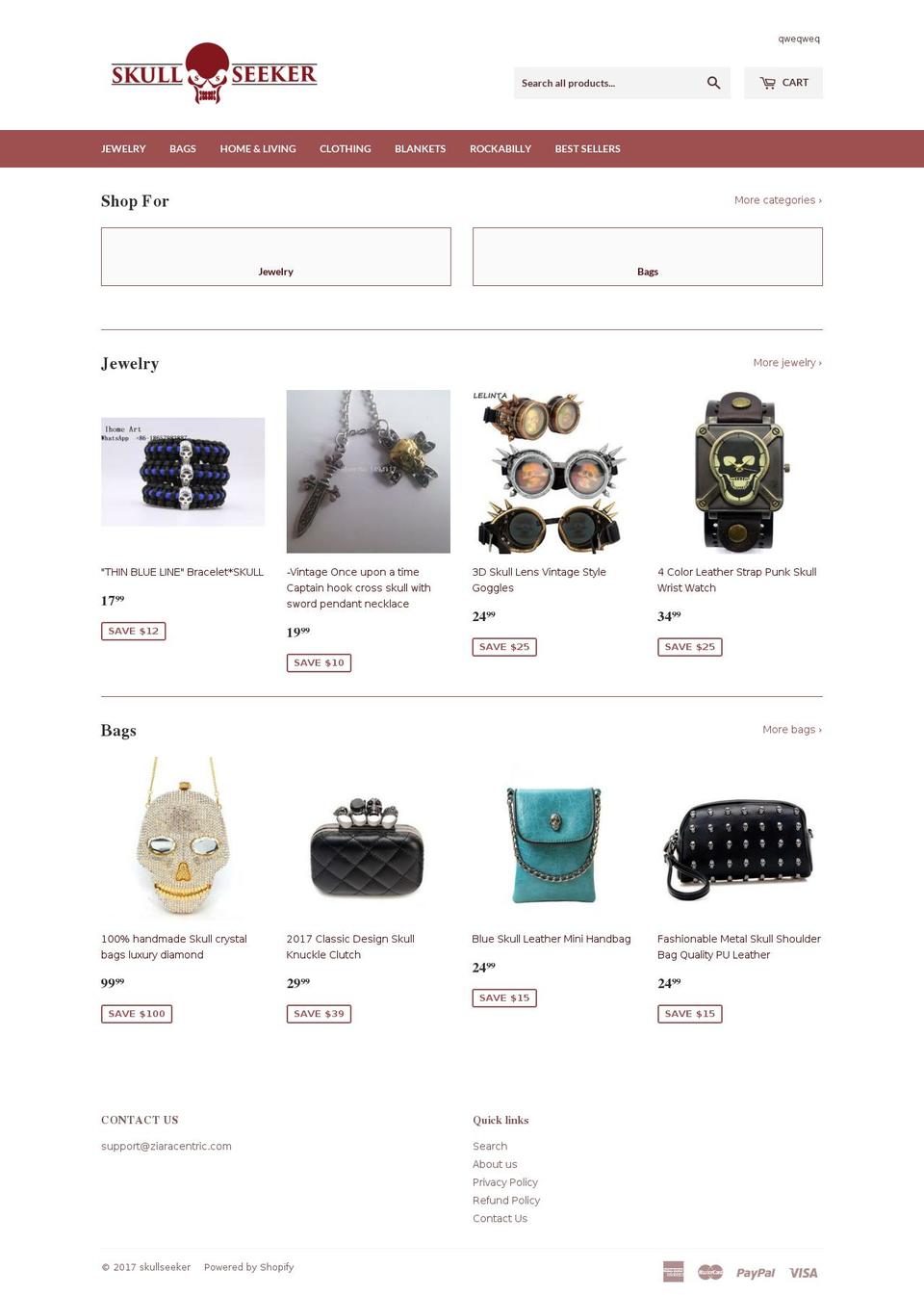 skullseeker.com shopify website screenshot
