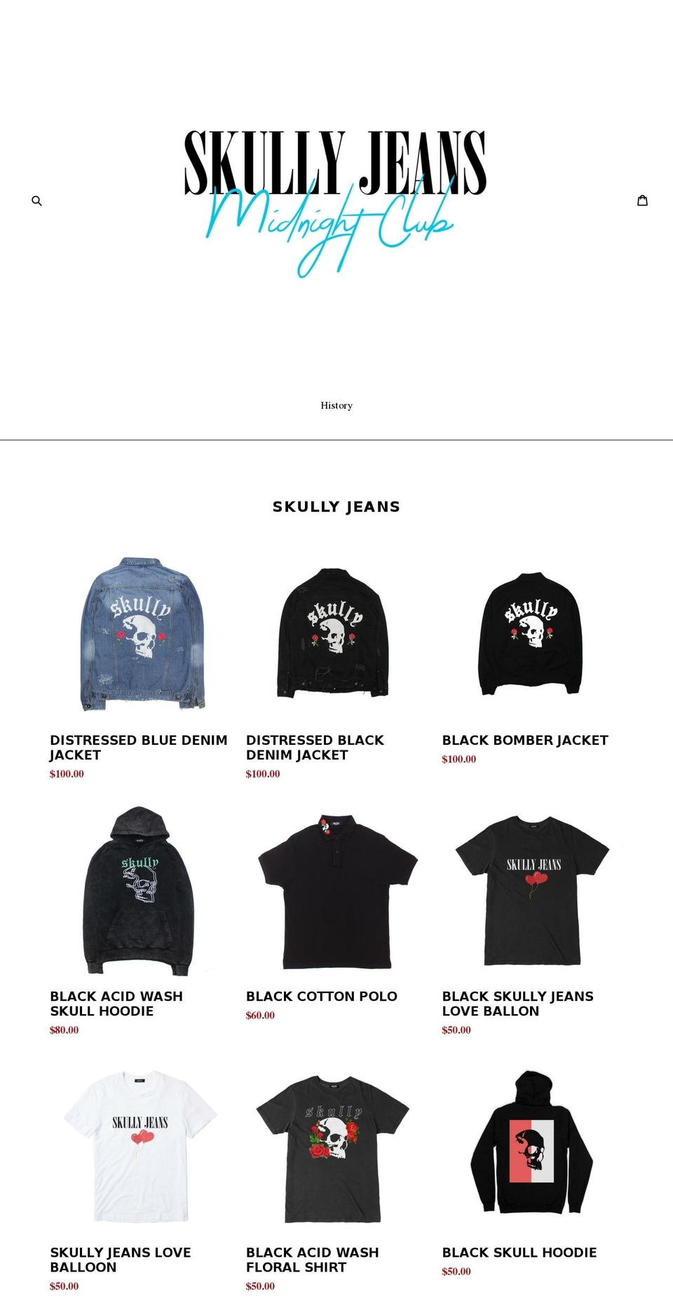 skullybrand.net shopify website screenshot