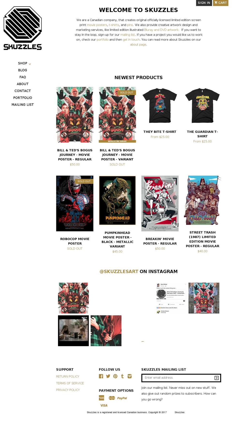 skuzzles.com shopify website screenshot