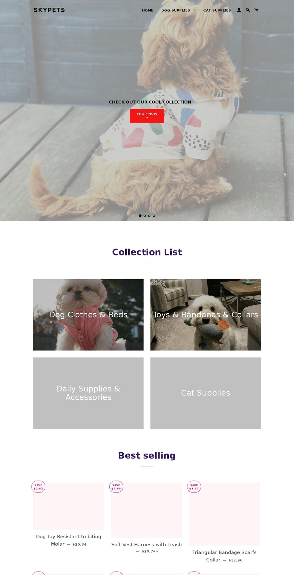 sky-pets.com — Shopify storefront screenshot