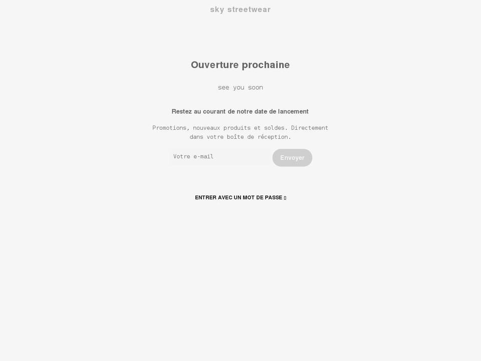 sky-streetwear.com shopify website screenshot