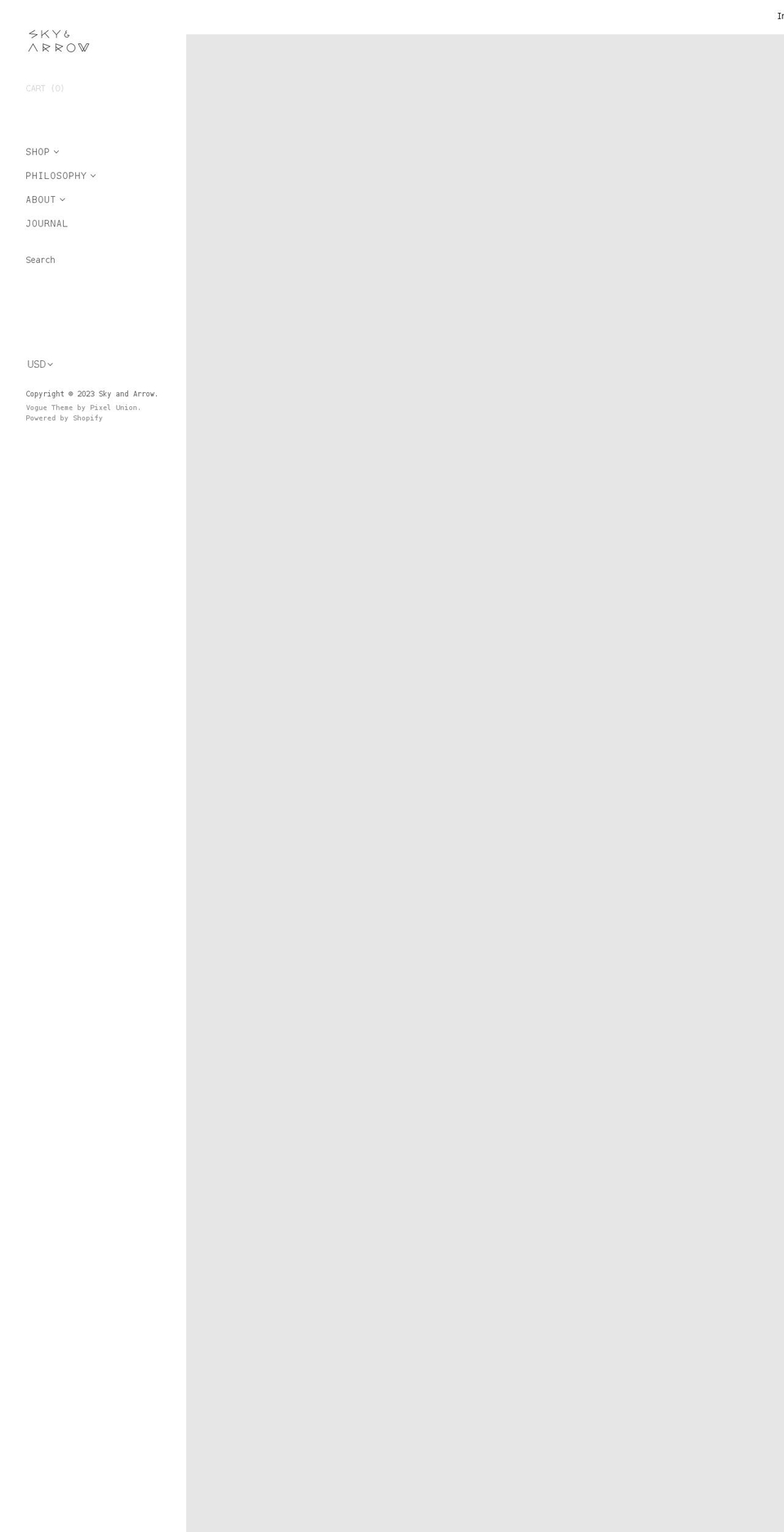 skyandarrow.com shopify website screenshot