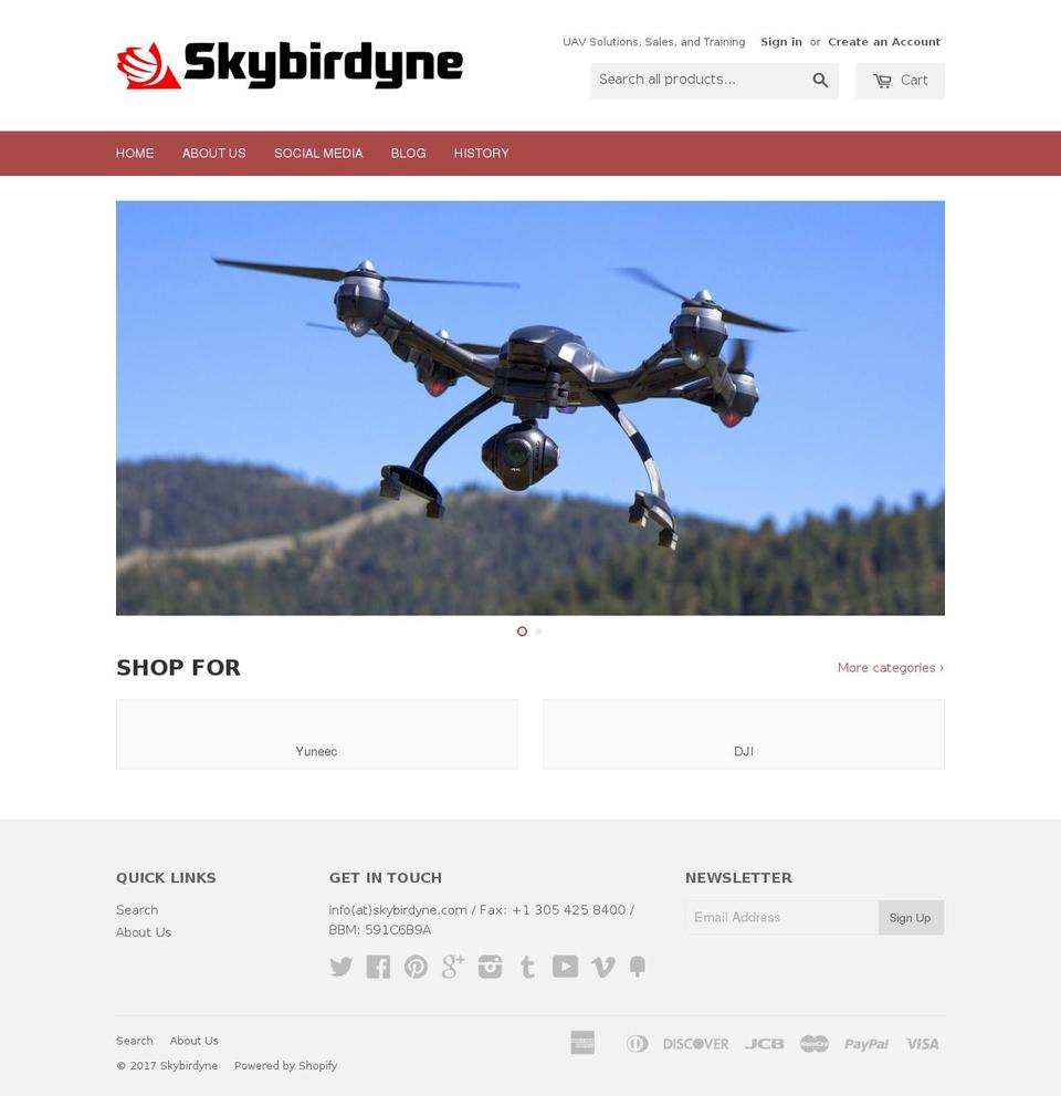 skybirdyne.com shopify website screenshot