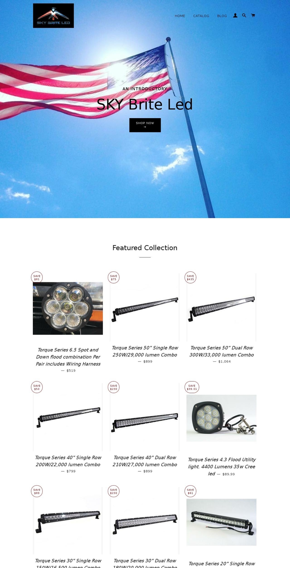 skybriteled.com shopify website screenshot