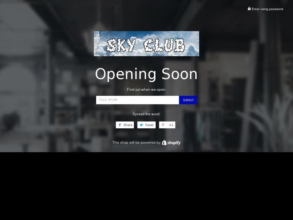 skyclubapparel.com shopify website screenshot