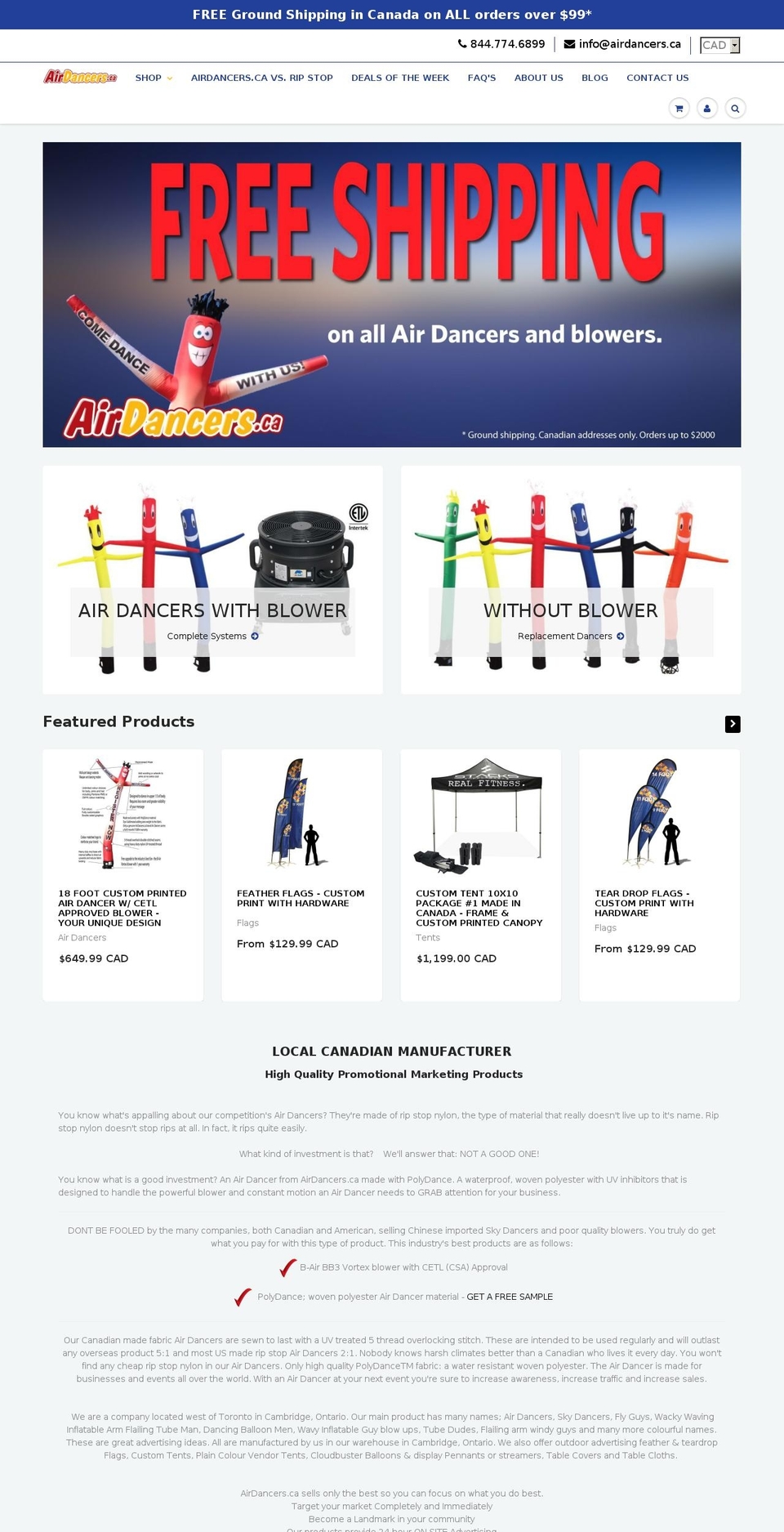 skydancers.ca shopify website screenshot