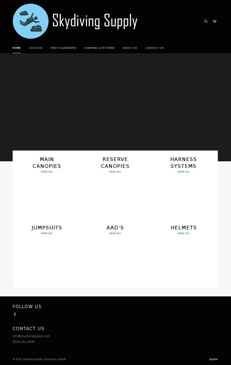 skydivingsupply.com — Shopify storefront screenshot