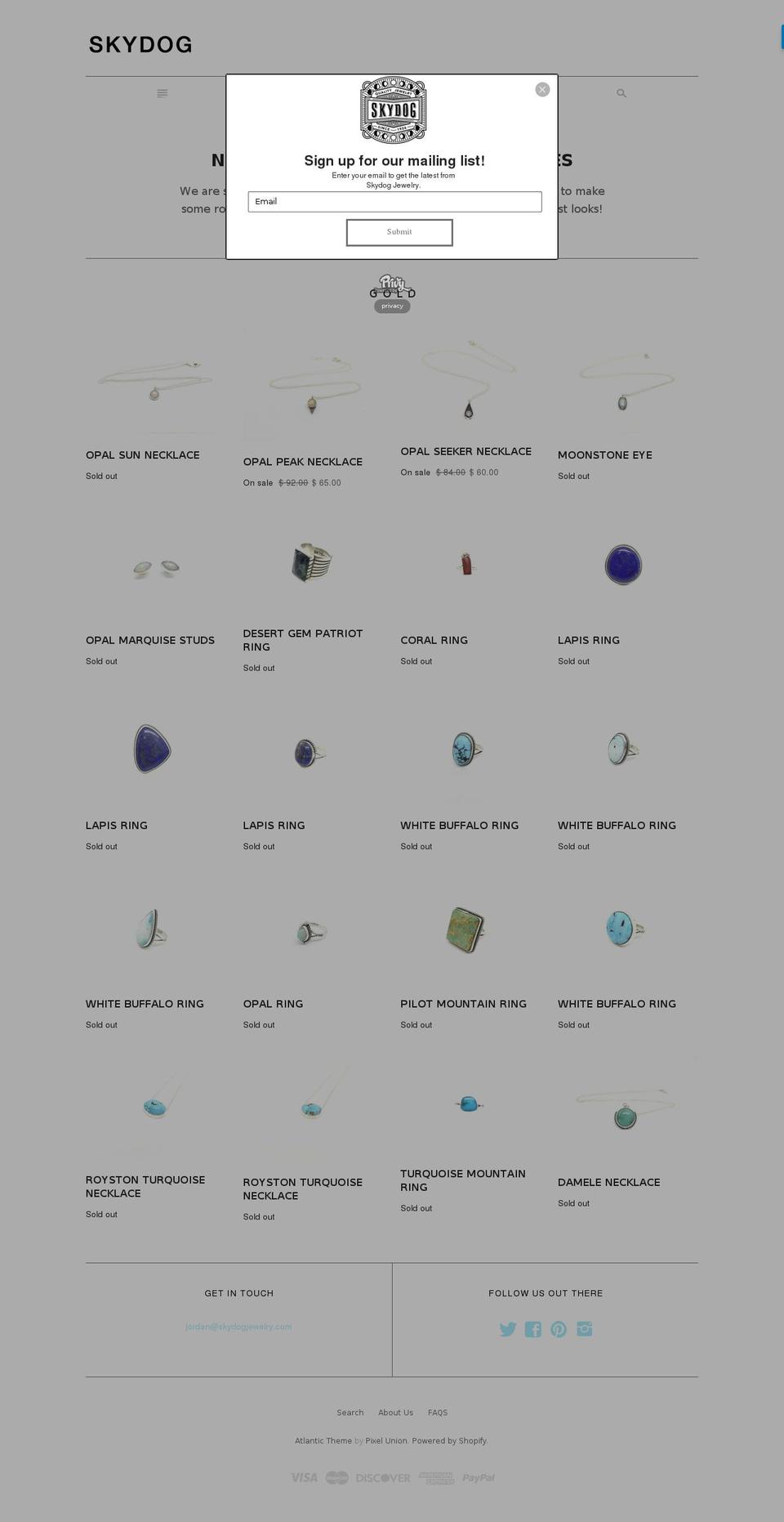 skydogjewelry.com shopify website screenshot