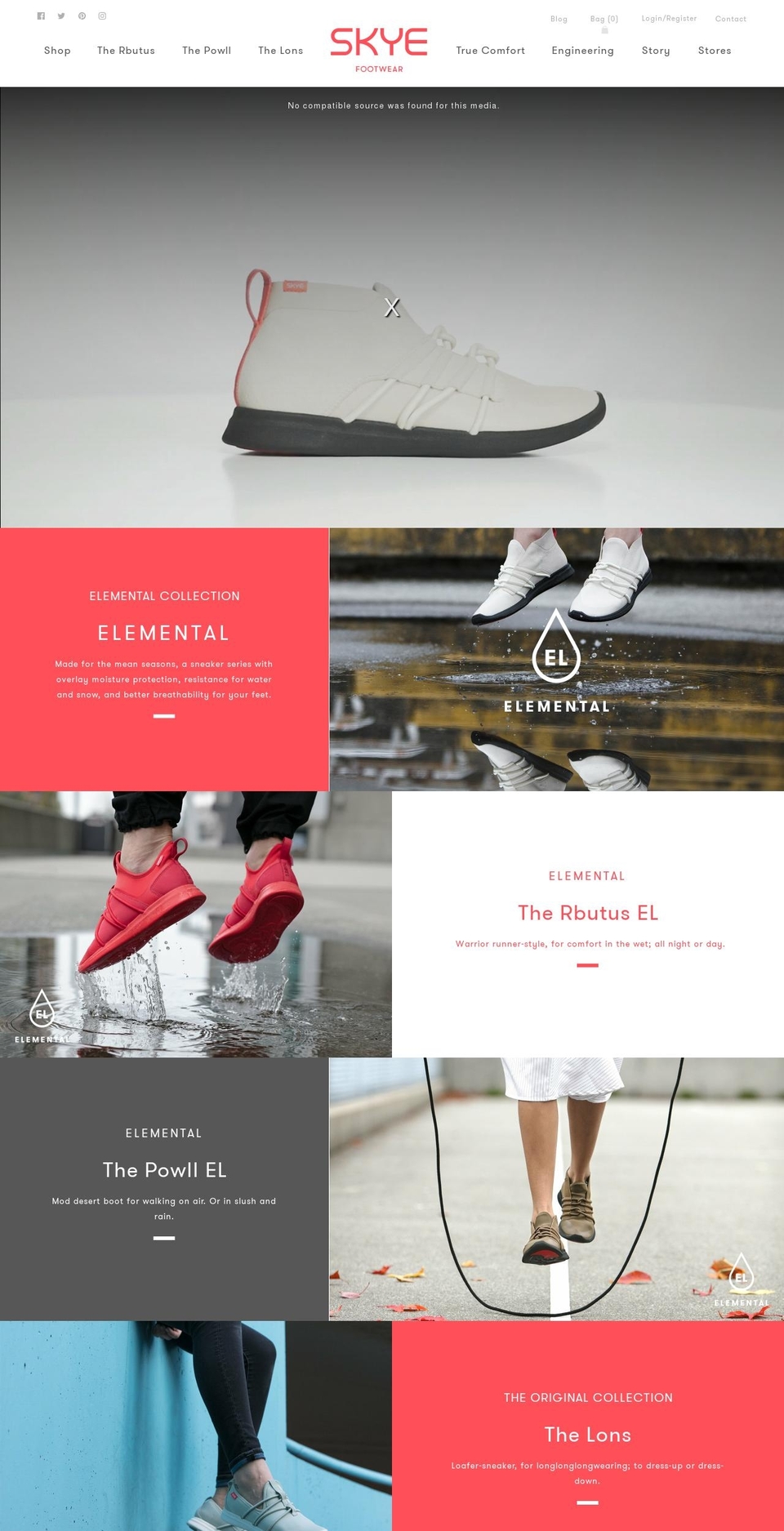 skye.shoes shopify website screenshot