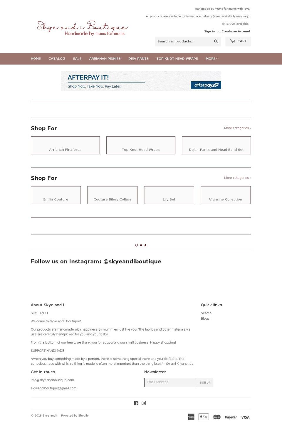 skyeandiboutique.com — Shopify storefront screenshot