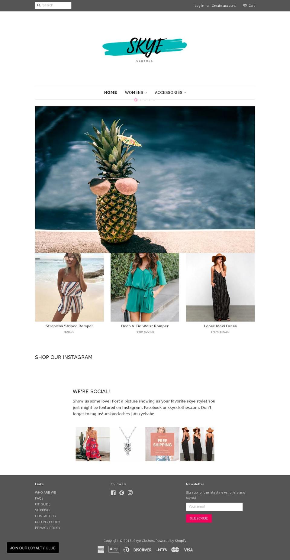 skyeclothes.com — Shopify storefront screenshot