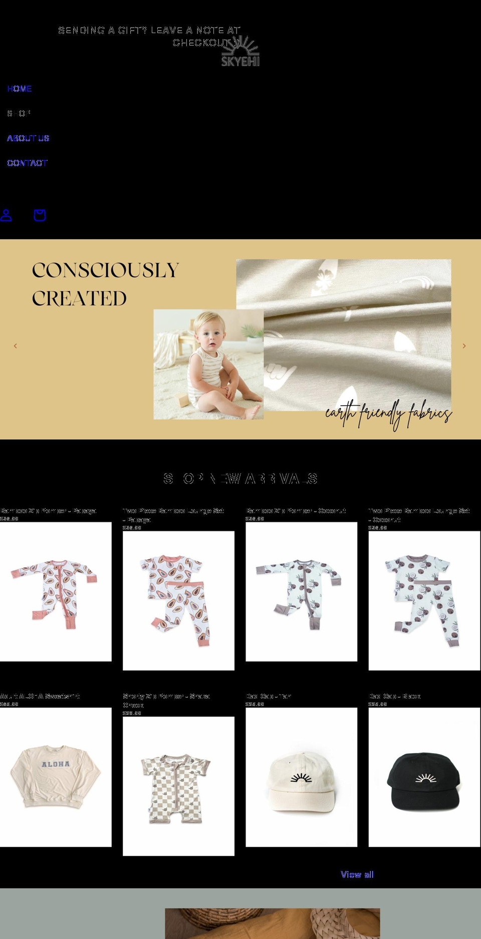 skyehikids.com shopify website screenshot
