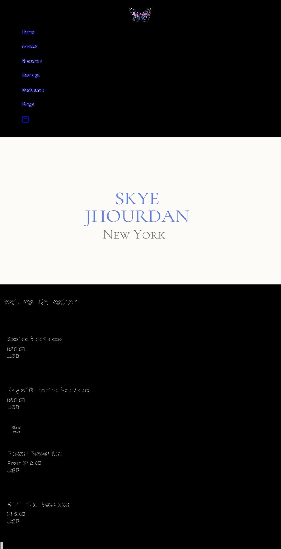 skyejhourdan.com shopify website screenshot