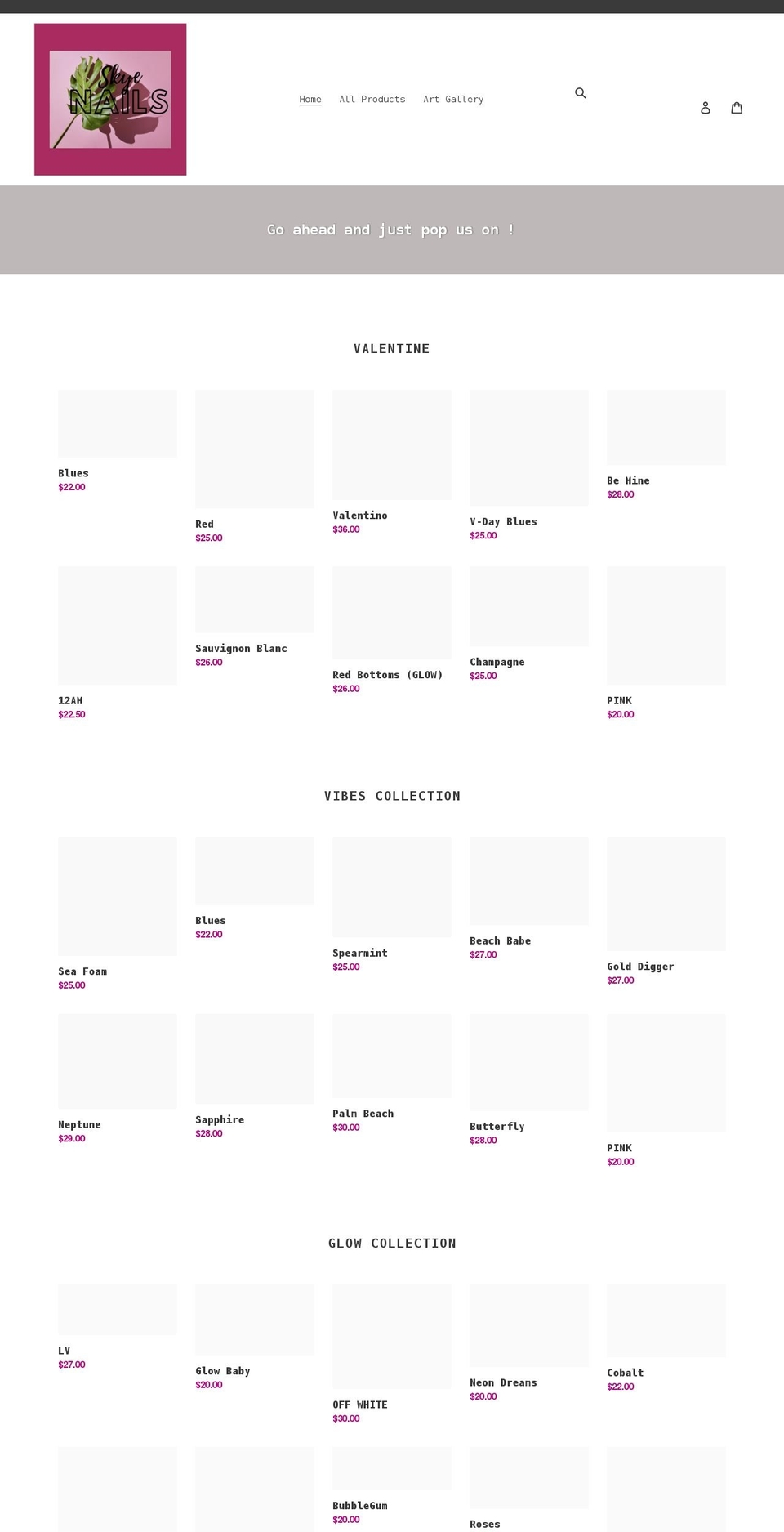skyenails.com shopify website screenshot