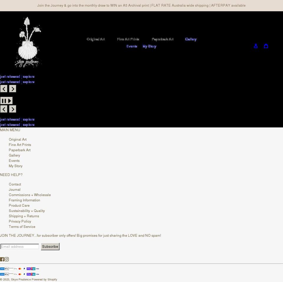 skyeprudence.com shopify website screenshot