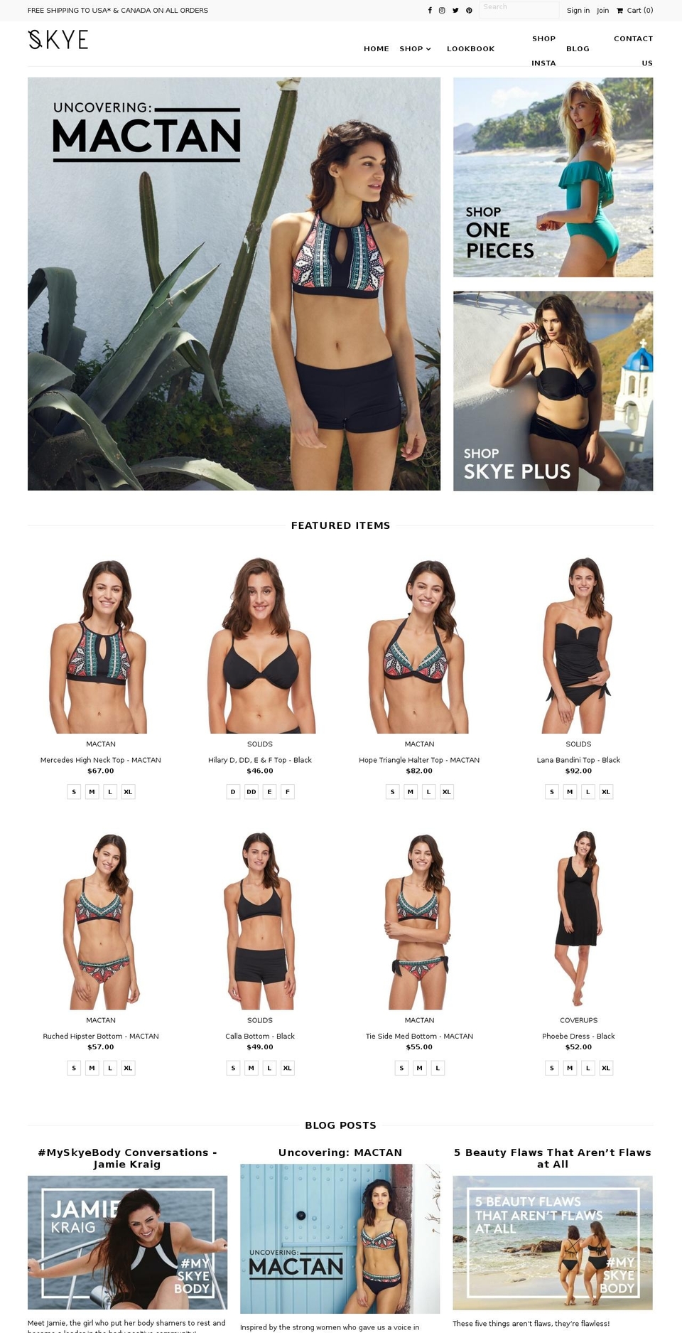 skyeswimwear.com — Shopify storefront screenshot
