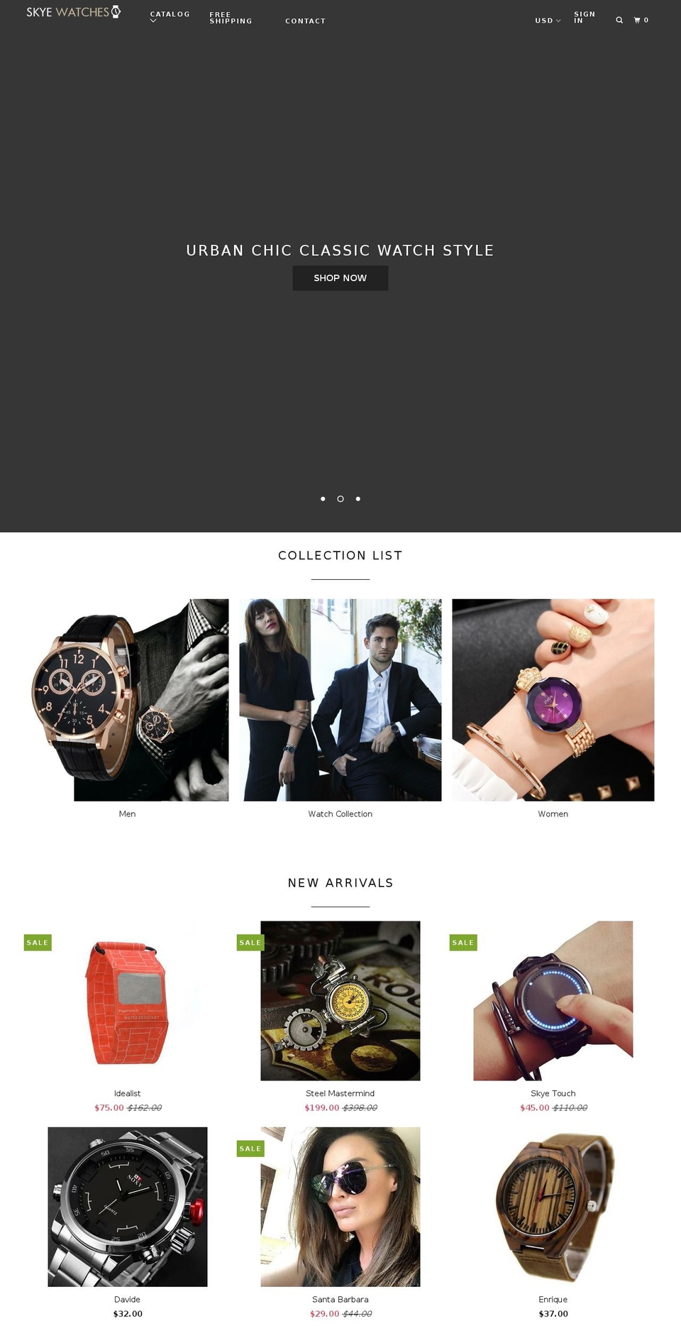 skyewatches.com shopify website screenshot