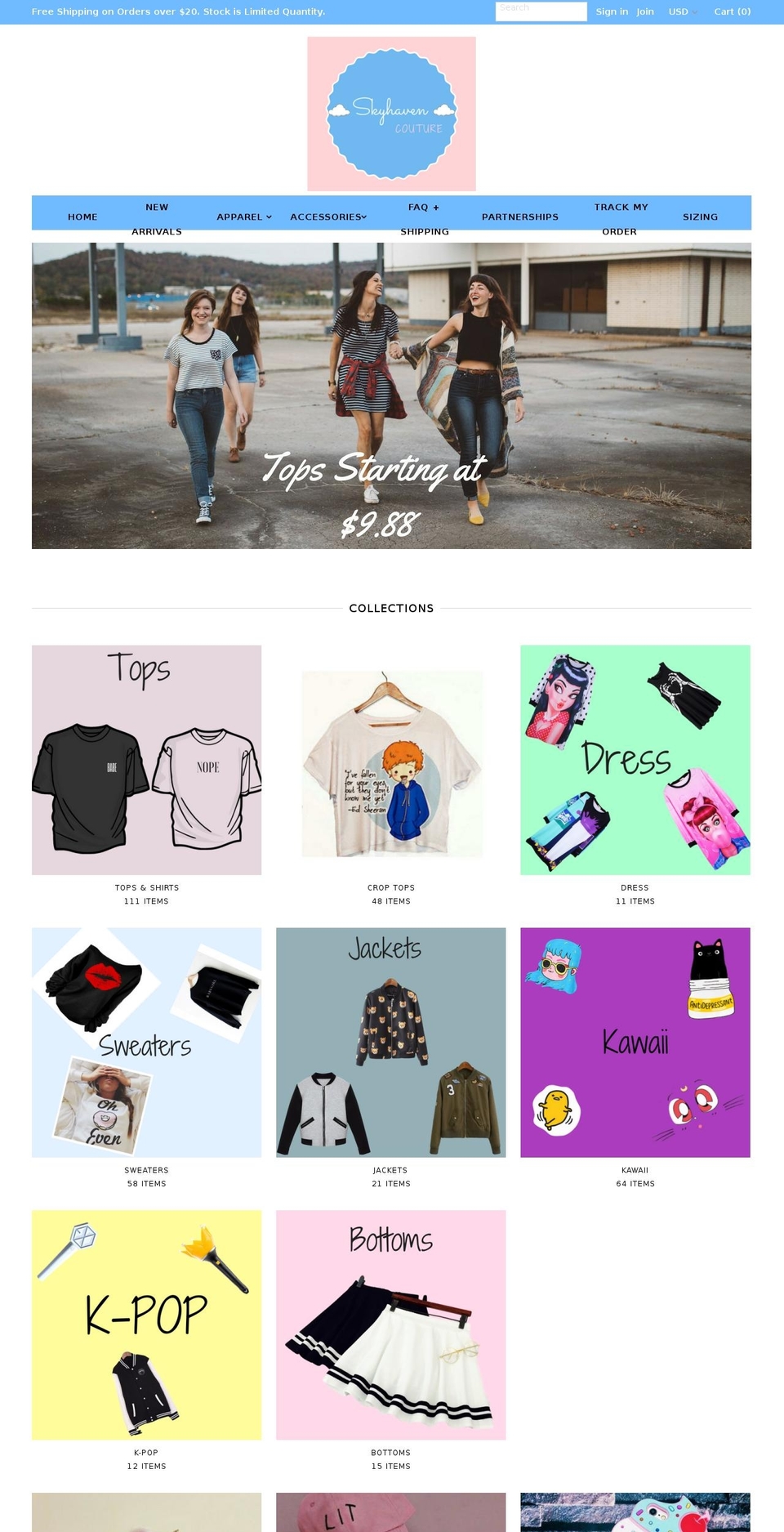 skyhavencouture.com shopify website screenshot