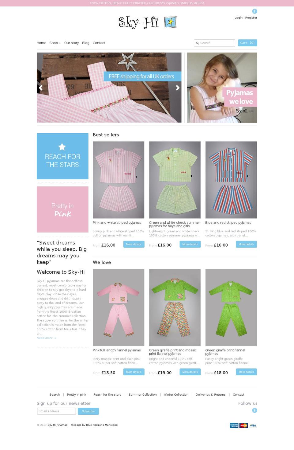skyhi-pyjamas.com shopify website screenshot
