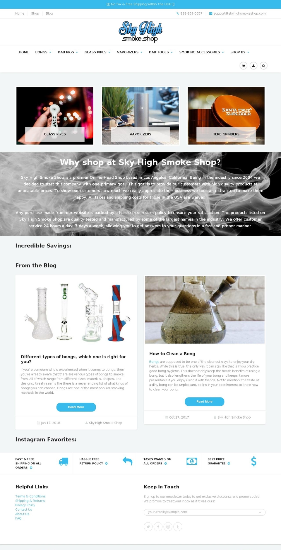 skyhighsmokeshop.com shopify website screenshot